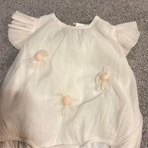 White Baby Dress with Floral Accents